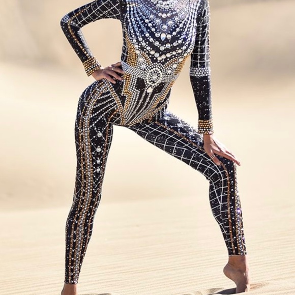 DOMINIQUE LUXURY RHINESTONE JUMPSUIT size M - Picture 4 of 9